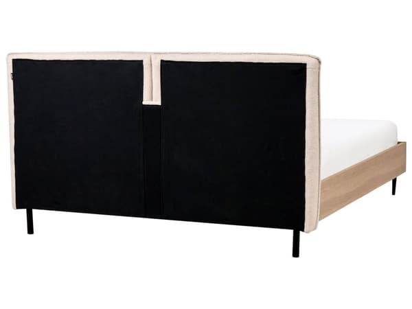 Seng Beige Boucle 160 x 200 cm Moderne To Mands Seng Blød Sengegavl Dobbeltseng Sengeramme Retro Design
