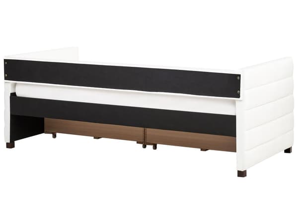 Seng med Skuffer Off White Velour 90 x 200 cm Børneseng med Opbevaring Enkeltseng Design Sengeramme Enkeltmands Seng