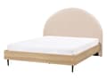 Miniatyrbillede 4 af 11: Seng Beige Boucle 140 x 200 cm Dekorativ Tre Kvart Seng med Sengegavl Halvanden Mands Kvalitetseng Teenageværelse