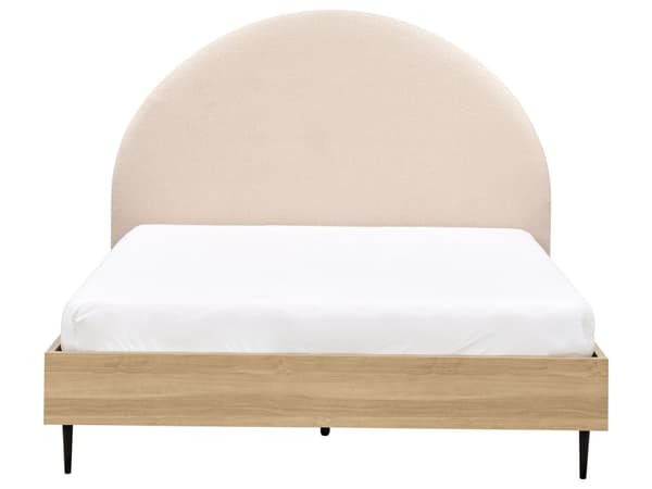 Seng Beige Boucle 140 x 200 cm Dekorativ Tre Kvart Seng med Sengegavl Halvanden Mands Kvalitetseng Teenageværelse