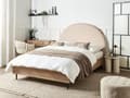 Miniatyrbillede 2 af 11: Seng Beige Boucle 140 x 200 cm Dekorativ Tre Kvart Seng med Sengegavl Halvanden Mands Kvalitetseng Teenageværelse