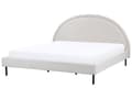 Miniatyrbilde 1 av 11: Seng Lysegrått Stoff Polyester 180 x 200 cm Spaltegulv Halvrund Sengegavl Minimalistisk Retro Design Soverom