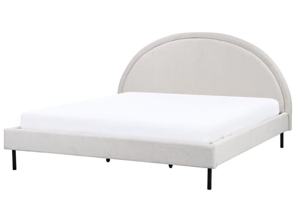 Seng Lysegrått Stoff Polyester 180 x 200 cm Spaltegulv Halvrund Sengegavl Minimalistisk Retro Design Soverom