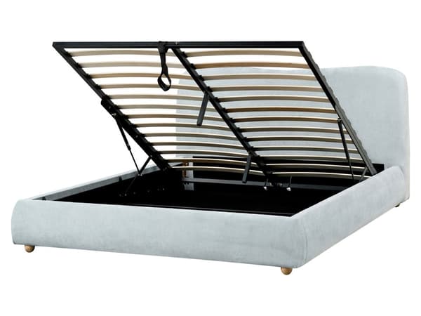 Oppbevaringsseng Lyseblått Stoff Polyester 160 x 200 cm Minimalistisk Moderne Design Ottomansk Oppbevaring