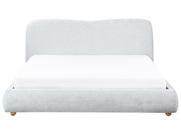 Seng med Oppbevaring Lys Grå Stoff 180 x 200 cm Sengegavl Minimalistisk Stil Dobbeltseng Soverom