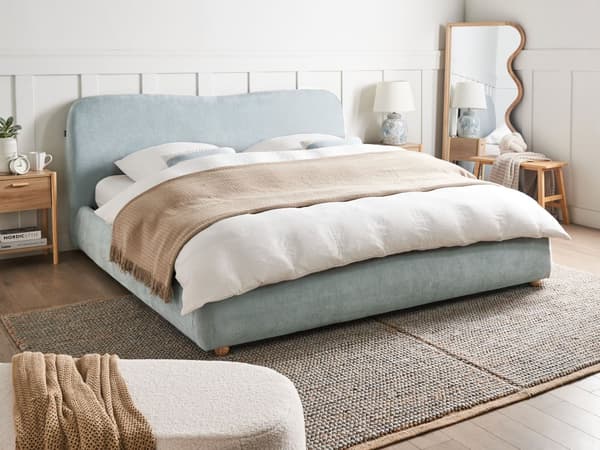 Oppbevaringsseng Lyseblått Stoff Polyester 180 x 200 cm Minimalistisk Moderne Design Ottomansk Oppbevaring