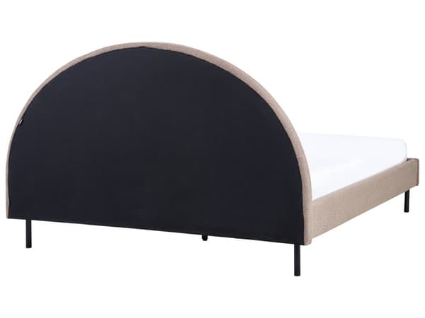 Taupe boucle boucle seng 160 x 200 cm med ramme polstret halvrund hovedgærde minimalistisk design soveværelse