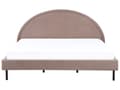 Miniatyrbillede 5 af 11: Taupe boucle polyester seng 180 x 200 cm med ramme polstret halvrund hovedgærde minimalistisk design soveværelse