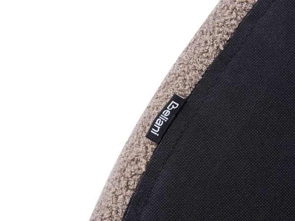 Taupe boucle polyester seng 180 x 200 cm med ramme polstret halvrund hovedgærde minimalistisk design soveværelse
