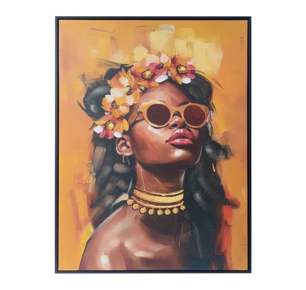 Veggkunst WALLY 60x80cm, kvinne og blomster 2