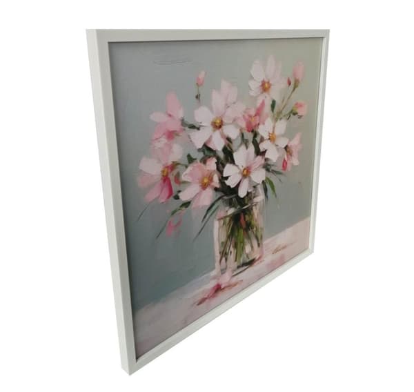 Veggkunst WALLY 40x40cm, bukett blomster
