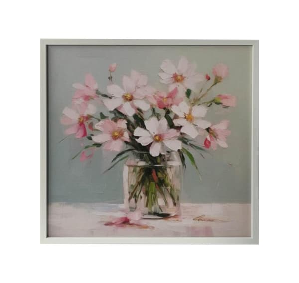 Veggkunst WALLY 40x40cm, bukett blomster