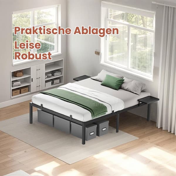 Bedframe - 160 x 200 cm, tukeva metallikehys