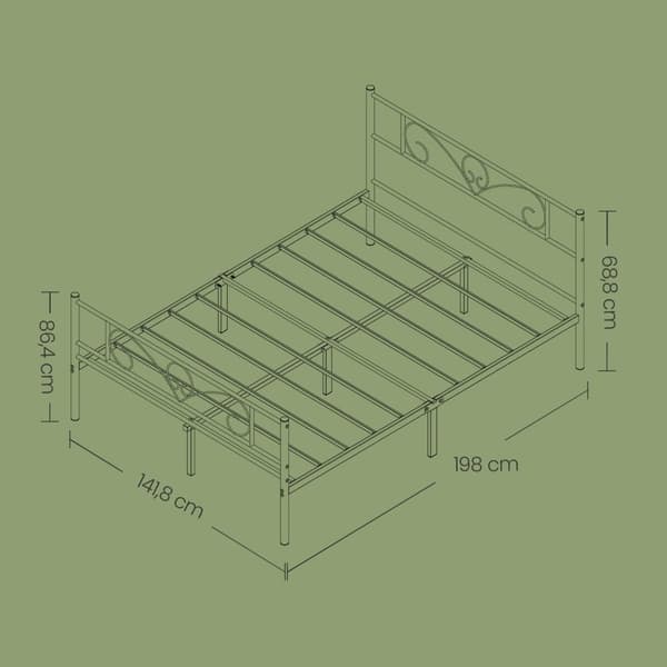 Seng - 140 x 190 cm, metal gæst seng til 2 personer