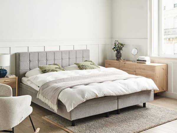 Elektrisk Seng Lys Grå Polstret 180 x 200 cm Justerbar med fjernkontroll Sengegavl Moderne Minimalistisk Soverom
