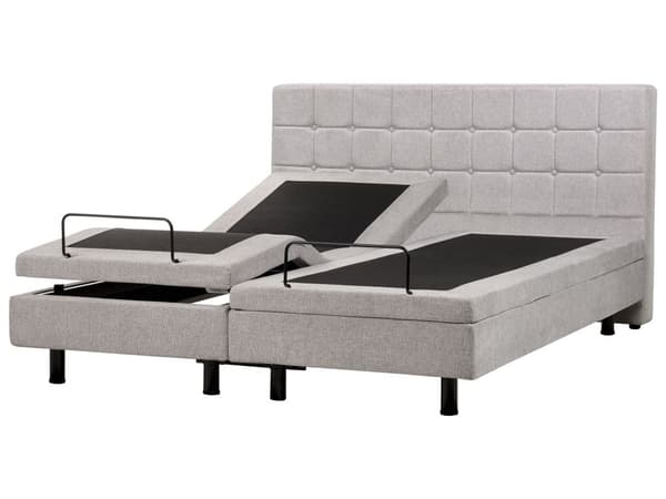 Elektrisk Seng Lys Grå Polstret 180 x 200 cm Justerbar med fjernkontroll Sengegavl Moderne Minimalistisk Soverom