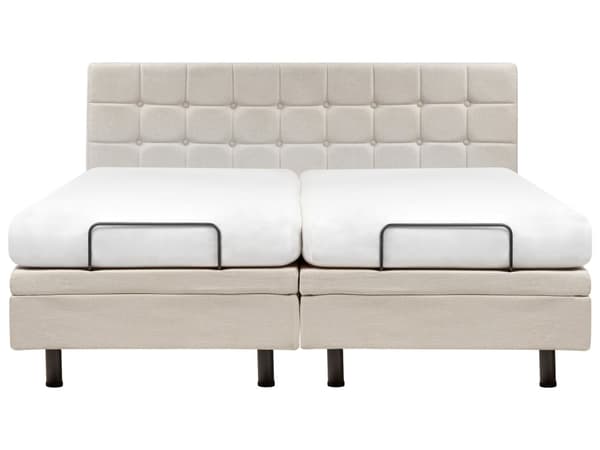 Elektrisk Seng Lys Beige Polstret 180 x 200 cm Justerbar med fjernkontroll Sengegavl Moderne Minimalistisk Soverom