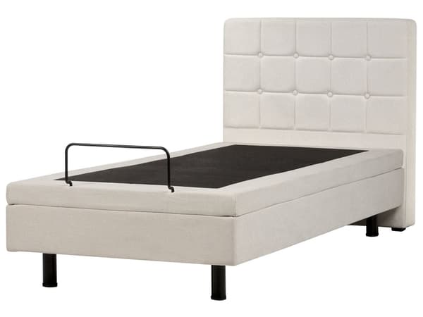 Elektrisk Seng Lys Beige Polstret 90 x 200 cm Justerbar med fjernkontroll Sengegavl Moderne Minimalistisk Soverom