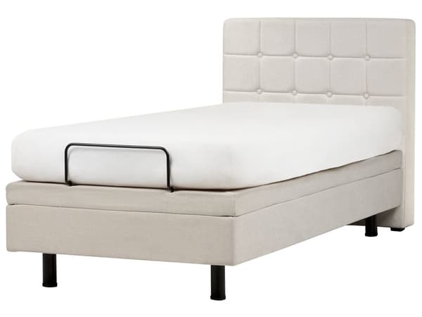 Elektrisk Seng Lys Beige Polstret 90 x 200 cm Justerbar med fjernkontroll Sengegavl Moderne Minimalistisk Soverom