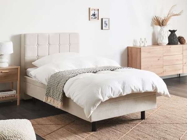 Elektrisk Seng Lys Beige Polstret 90 x 200 cm Justerbar med fjernkontroll Sengegavl Moderne Minimalistisk Soverom