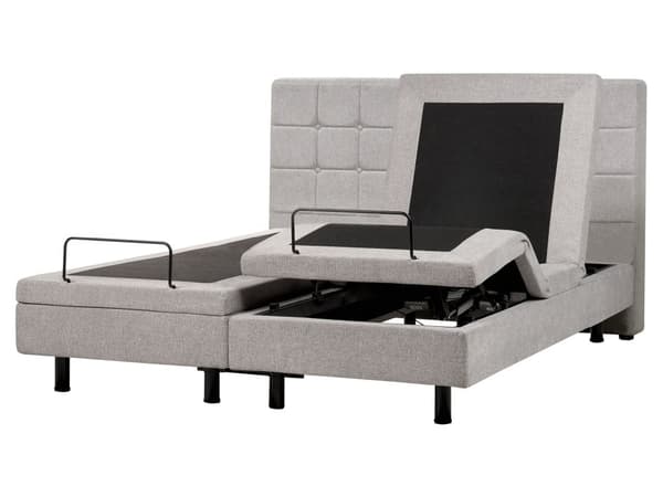 Elektrisk Seng Lys Grå Polstret 160 x 200 cm Justerbar med fjernkontroll Sengegavl Moderne Minimalistisk Soverom
