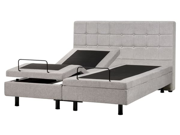 Elektrisk Seng Lys Grå Polstret 160 x 200 cm Justerbar med fjernkontroll Sengegavl Moderne Minimalistisk Soverom