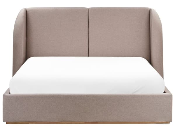 Seng med Oppbevaring Taupe Polyester Stofftrekk med Bred Sengegavl 160 x 200 cm