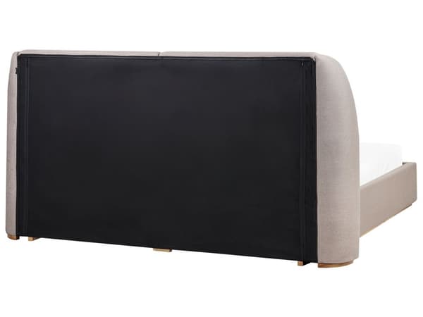 Seng med opbevaring Taupe polyesterstofbetræk med bredt hovedgærde 180 x 200 cm