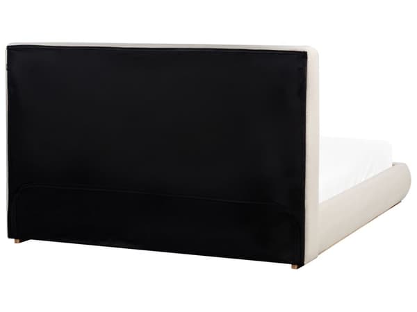 Seng Beige Polyester 160 x 200 cm Moderne To Mands Seng med Opbevaring Blød Sengegavl Dobbeltseng Lav Sengeramme Retro Design