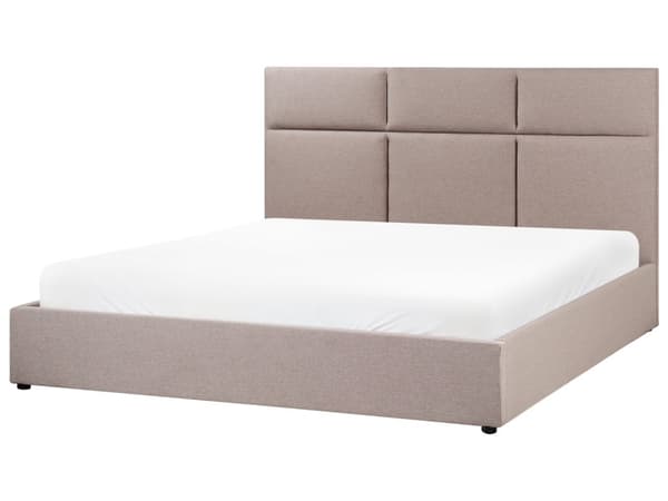 Seng Taupe Polyester 180 x 200 cm Moderne To Mands Seng med Opbevaring Blød Sengegavl Dobbeltseng Sengeramme Retro Design
