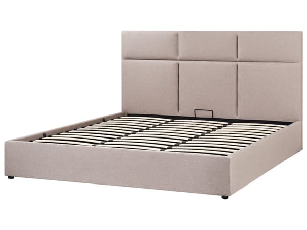 Seng Taupe Polyester 180 x 200 cm Moderne To Mands Seng med Opbevaring Blød Sengegavl Dobbeltseng Sengeramme Retro Design