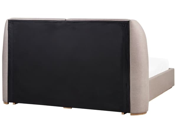 Seng med opbevaring Taupe polyesterstofbetræk med bredt hovedgærde 160 x 200 cm