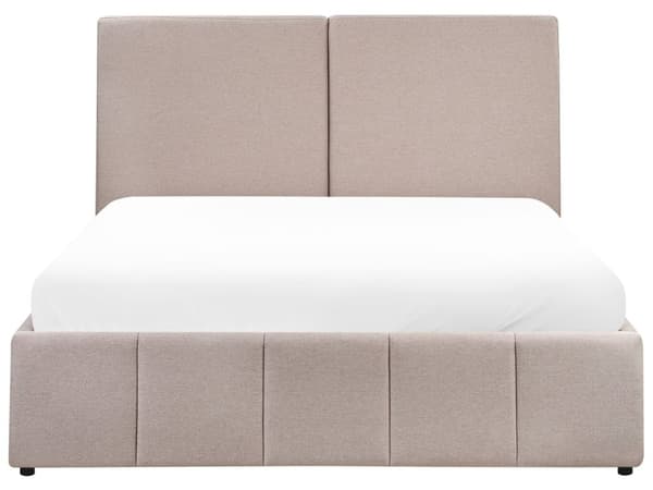 sengegavl Seng Taupe Polyester 160 x 200 cm Moderne To Mands Seng med Opbevaring Blød Sengegavl Dobbeltseng Sengeramme Retro Design