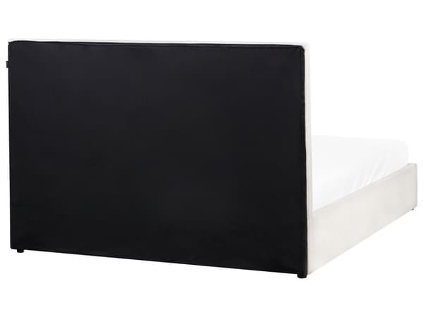 Seng Off White Polyester 160 x 200 cm Moderne To Mands Seng med Opbevaring Blød Sengegavl Dobbeltseng Sengeramme Retro Design