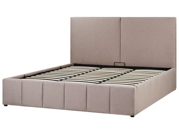 Seng Taupe Polyester 180 x 200 cm Moderne To Mands Seng med Opbevaring Blød Sengegavl Dobbeltseng Sengeramme Retro Design