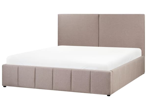 Seng Taupe Polyester 180 x 200 cm Moderne To Mands Seng med Opbevaring Blød Sengegavl Dobbeltseng Sengeramme Retro Design