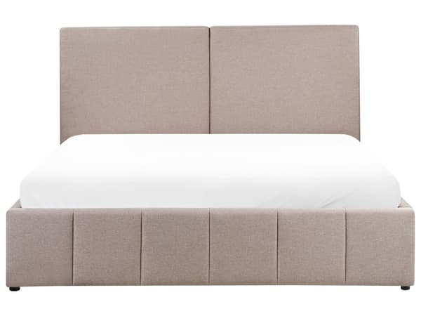 Seng Taupe Polyester 180 x 200 cm Moderne To Mands Seng med Opbevaring Blød Sengegavl Dobbeltseng Sengeramme Retro Design