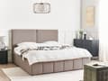 Miniatyrbillede 2 af 11: Seng Taupe Polyester 180 x 200 cm Moderne To Mands Seng med Opbevaring Blød Sengegavl Dobbeltseng Sengeramme Retro Design