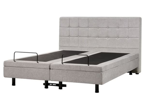 Elevationsseng Lysegrå Polyester 160 x 200 cm Elektrisk Dobbelt Justerbar Seng med Fjernbetjening Sengeramme med Gavl To Mands