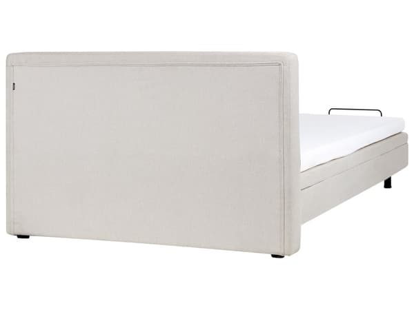 Elevationsseng Lys beige Polyester 160 x 200 cm Elektrisk Dobbelt Justerbar Seng med Fjernbetjening Sengeramme med Gavl To Mands