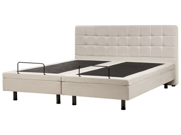 Elevationsseng Lys Beige Polstret 180 x 200 cm Bedste Dobbeltseng med Madras Elevation Elektrisk Justerbar Quiltet Tuftet Sengegavl Soveværelse