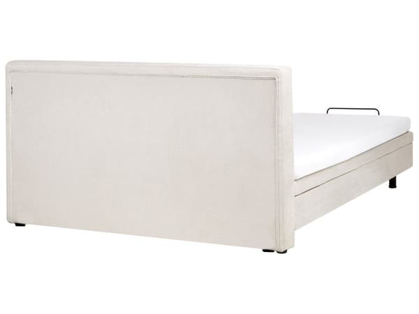 Elevationsseng Lys Beige Polstret 180 x 200 cm Bedste Dobbeltseng med Madras Elevation Elektrisk Justerbar Quiltet Tuftet Sengegavl Soveværelse