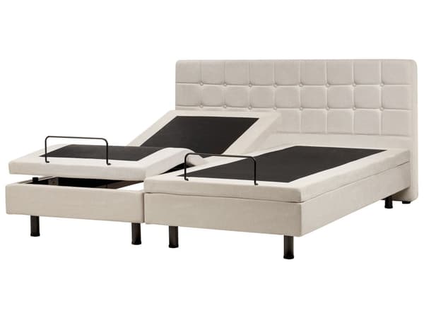 Elevationsseng Lys Beige Polstret 180 x 200 cm Bedste Dobbeltseng med Madras Elevation Elektrisk Justerbar Quiltet Tuftet Sengegavl Soveværelse