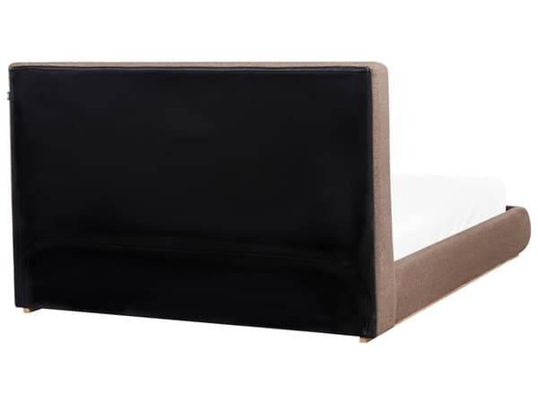 Seng Brun Polyester 160 x 200 cm Moderne To Mands Seng med Opbevaring Blød Sengegavl Dobbeltseng Lav Sengeramme Retro Design