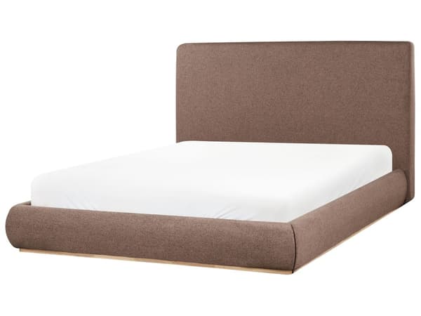 Seng Brun Polyester 160 x 200 cm Moderne To Mands Seng med Opbevaring Blød Sengegavl Dobbeltseng Lav Sengeramme Retro Design