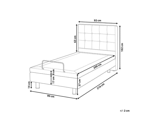 Elevationsseng Lysegrå Polstret 90 x 200 cm Enkelt Børneseng med Madras Elevation Elektrisk Justerbar Quiltet Tuftet Sengegavl Soveværelse