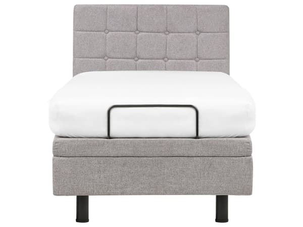 Elevationsseng Lysegrå Polstret 90 x 200 cm Enkelt Børneseng med Madras Elevation Elektrisk Justerbar Quiltet Tuftet Sengegavl Soveværelse