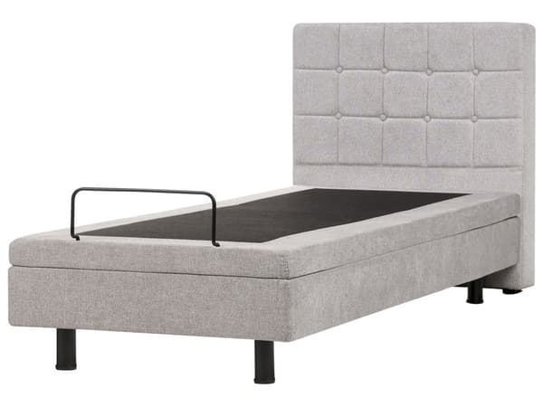 Elevationsseng Lysegrå Polstret 90 x 200 cm Enkelt Børneseng med Madras Elevation Elektrisk Justerbar Quiltet Tuftet Sengegavl Soveværelse