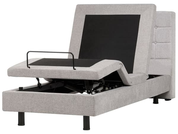 Elevationsseng Lysegrå Polstret 90 x 200 cm Enkelt Børneseng med Madras Elevation Elektrisk Justerbar Quiltet Tuftet Sengegavl Soveværelse