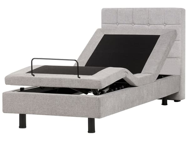 Elevationsseng Lysegrå Polstret 90 x 200 cm Enkelt Børneseng med Madras Elevation Elektrisk Justerbar Quiltet Tuftet Sengegavl Soveværelse